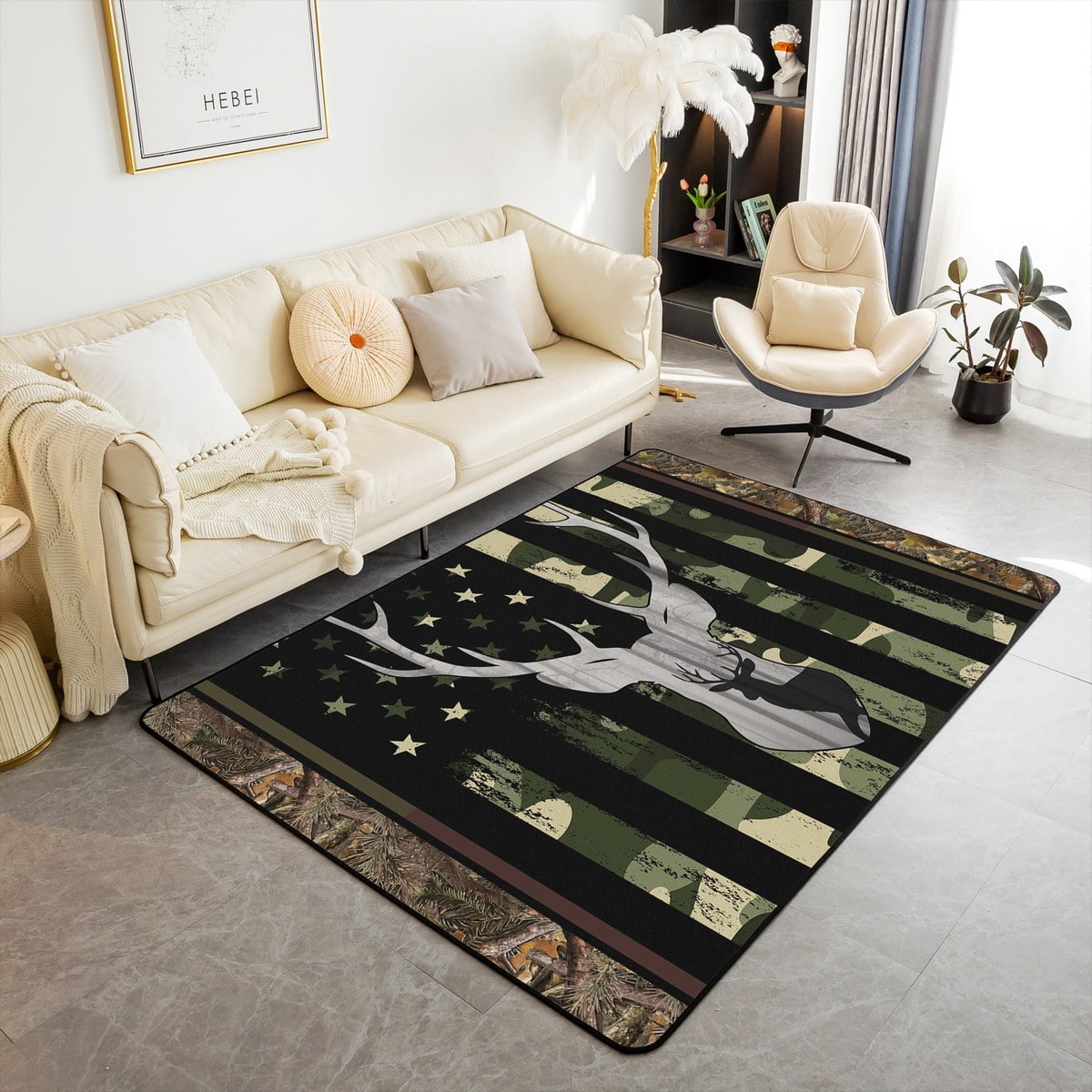Feelyou 3x5 American Flag Camo Area Rug – Non-Slip Floor Mat For Boys Room, Living Room, Or Decor
