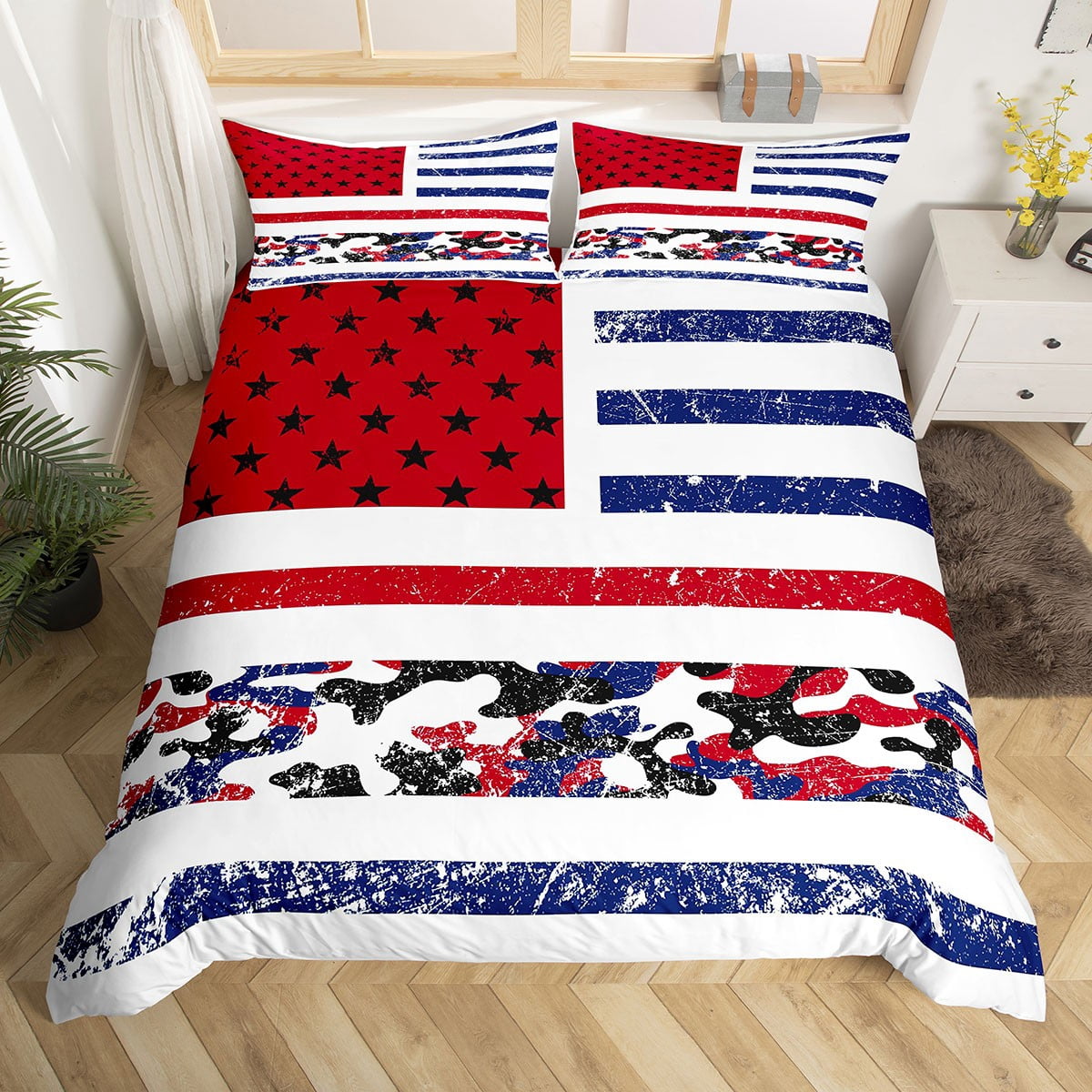YST American Flag Bedding Set Stars and Stripes Duvet Cover, Military ...