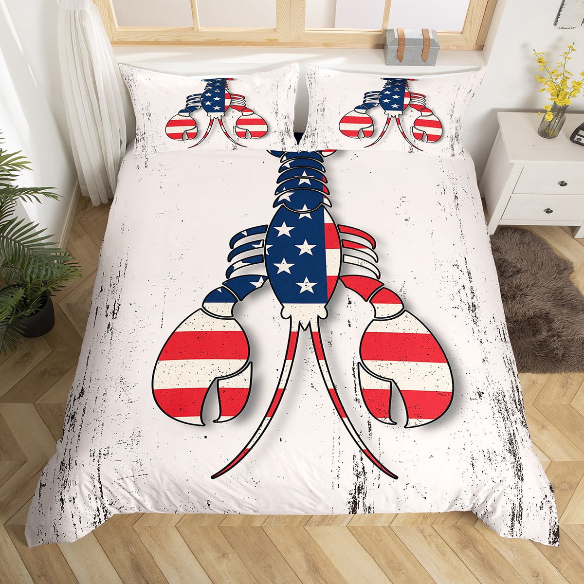 YST American Flag Comforter Cover Lobster Bed Set Geometric