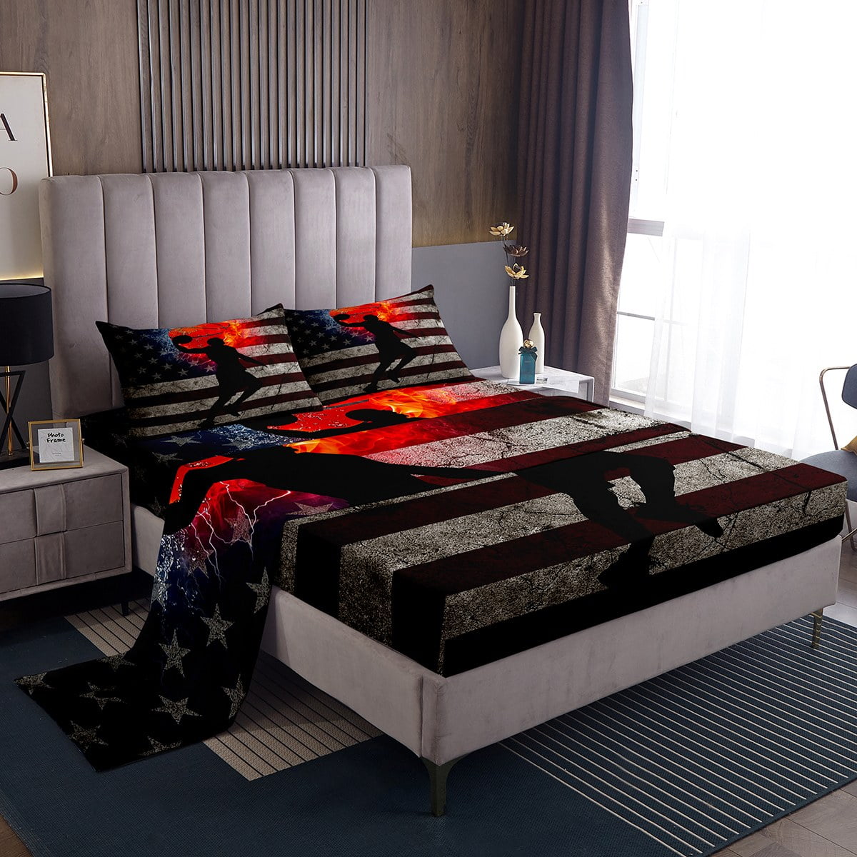 YST American Flag Twin Sheet Set Kids Teen Basketball Sheets, USA Flag