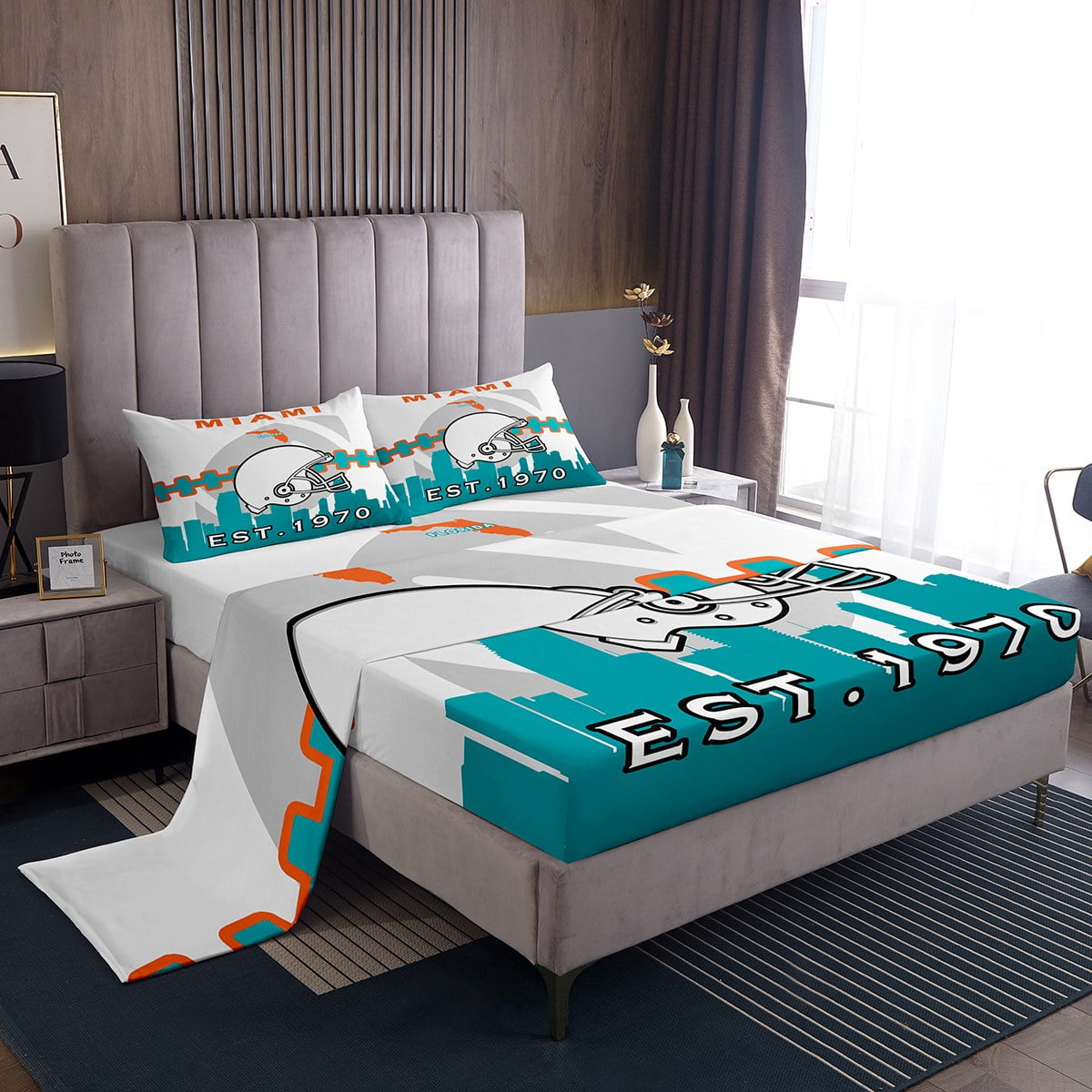 YST American Football Bed Sheets Set Twin Size Kids Football Sheet Set