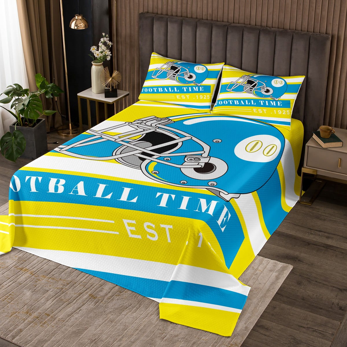YST American Football Bedspread Set Twin,Boys Football Rugby Quilt Set