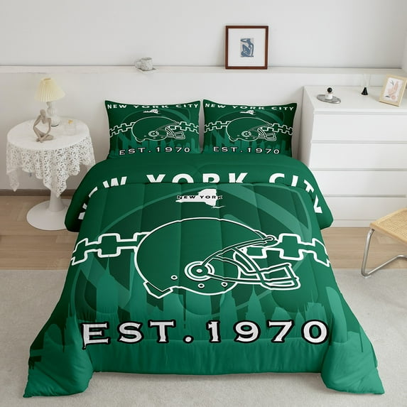 Erosebridal American Football City Comforter,Football Bedding Set Twin Size for Teens Youth,Blue Rugby Comforter Sets,Sports Ball Game Duvet Insert with 1 Pillowcase Bedroom Decor(New York City)