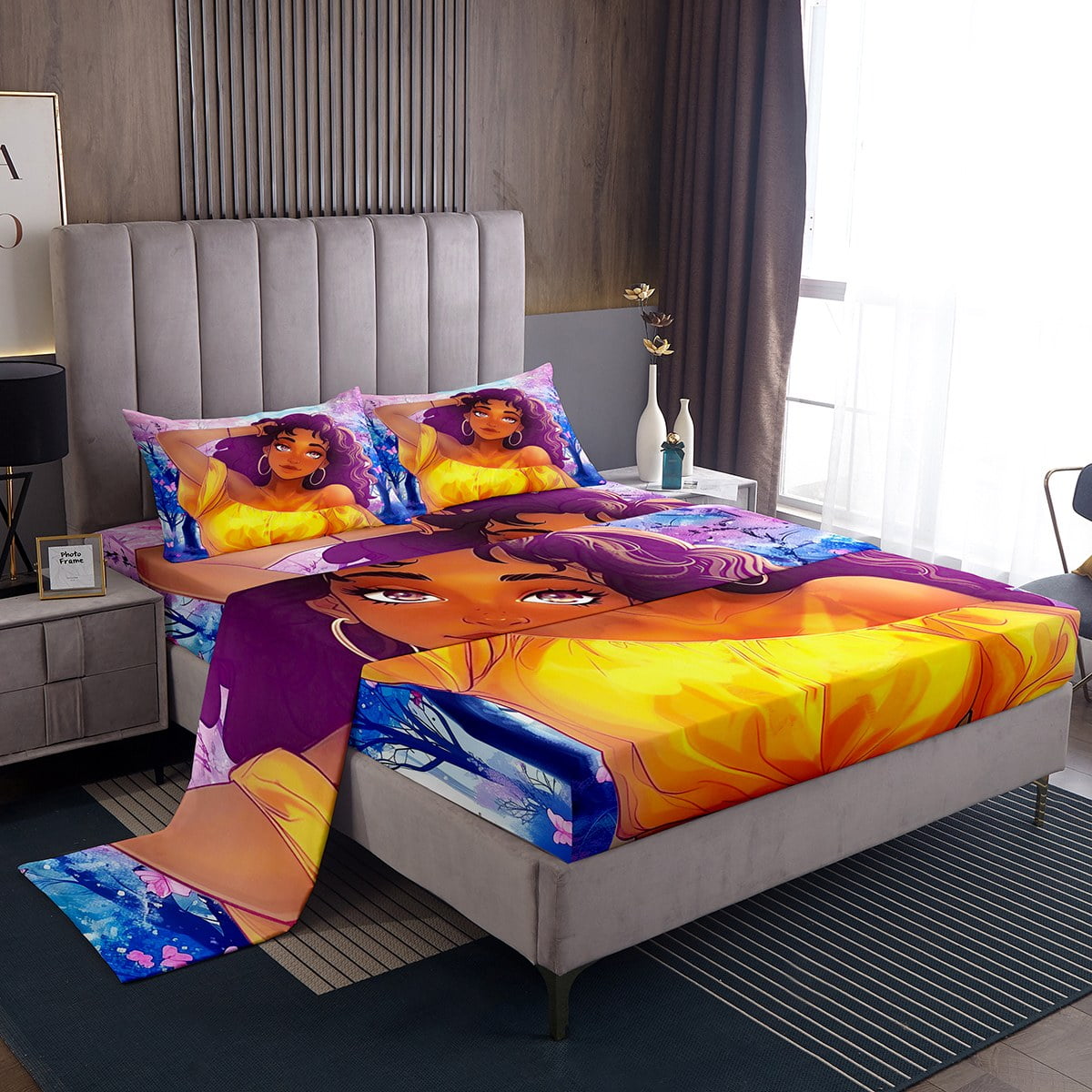 YST American Women Sheets, Black Girls Bed Sheets Twin Size African