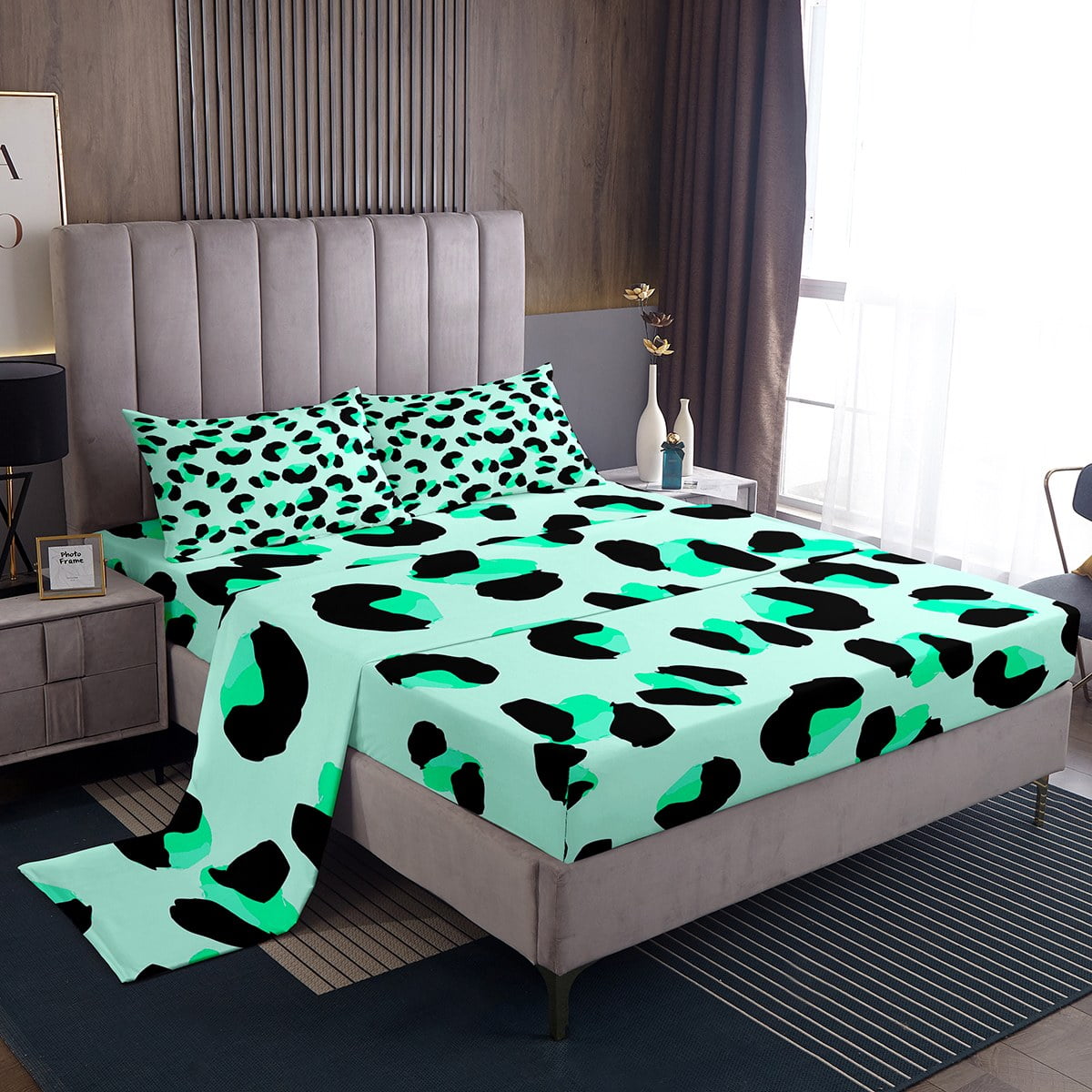 YST Animal Print Bed Set Leopard Print Bed Sheets Set, African Safari