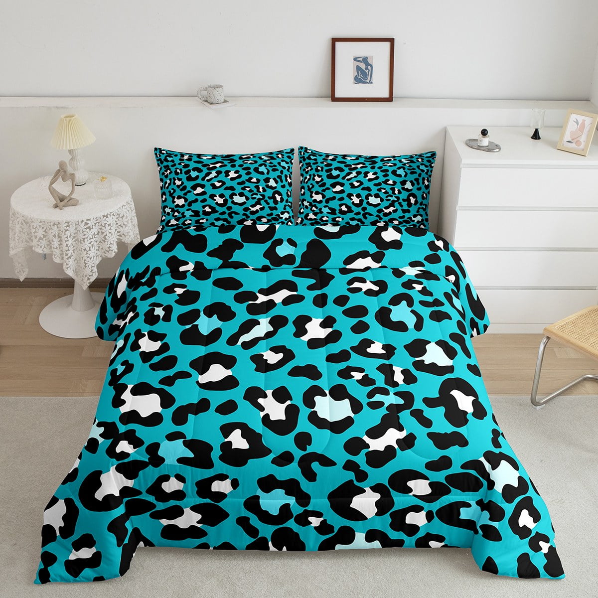 YST Animal Print Bedding Set Full Leopard Print Comforter Set, African