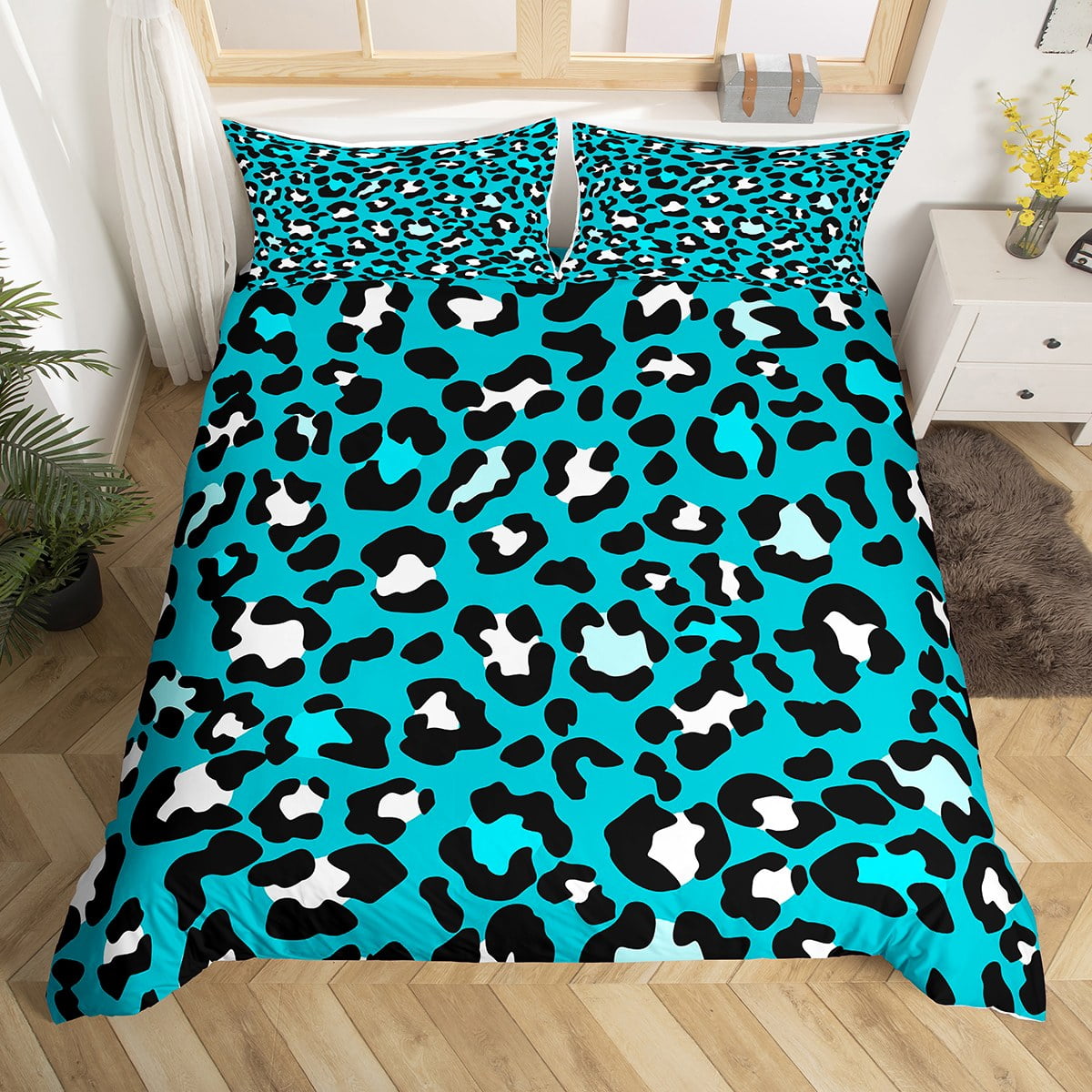 YST Animal Print Duvet Cover Twin Leopard Print Bedding Set, African Safari Wildlife Comforter ...