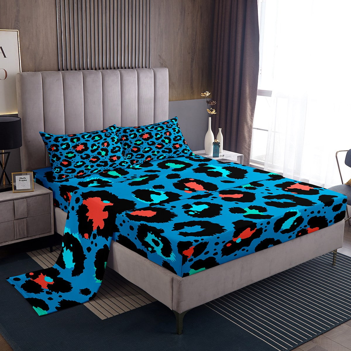 Animal Print Queen Sheets Leopard Print Bed Set, African Safari