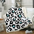 thumbnail image 1 of Animal Print Sherpa Blanket Cheetah Print Blanket, Leopard Throw Blanket for Chair Africa Safari Wildlife Fleece Blanket, Black White Blue Plush Blanket for All Seasons Breathable, 1 of 6
