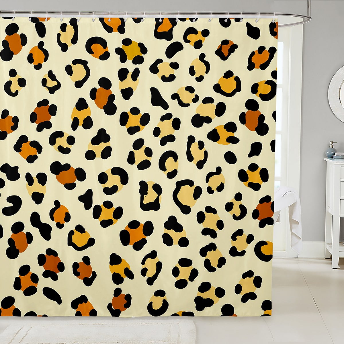 YST Animal Print Waterproof Bathroom Curtain Cheetah Print Bath Curtain, Leopard Shower Curtain