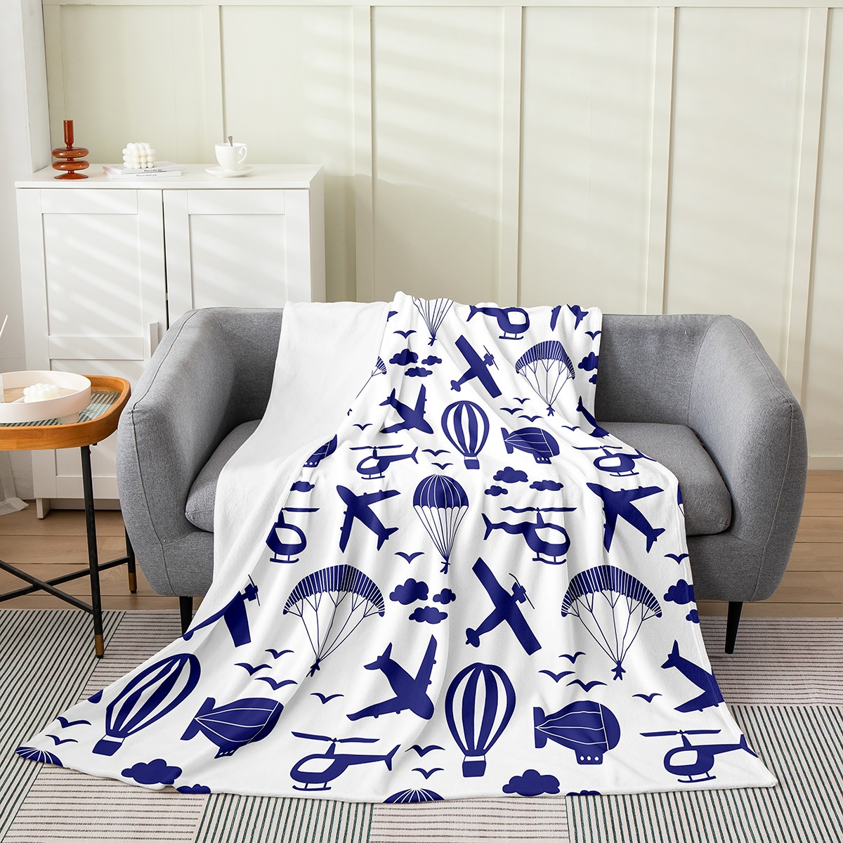 YST Aviation Aircraft Fleece Blanket Airplane Blanket,Hot Air Balloon