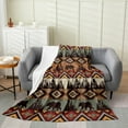thumbnail image 1 of Aztec Bear Flannel Fleece Blanket Throw Size Western Style Sherpa Blanket for Sofa Bed Tribal Geometric Diamond Throw Blanket Bohemian Southwestern Soft Warm Fuzzy Blanket Brown, 1 of 5