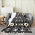 thumbnail image 1 of Aztec Fleece Blanket,Western Tribe Fuzzy Blanket,Black Grey Bohemian Blanket Queen 90x90,Vintage Exotic Geometric Throw Blanket Teen Adults,Boho Decor Flannel Blanket, 1 of 5