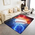 thumbnail image 1 of Erosebridal Baseball Area Rug Teens,Sport Theme Carpet 3x5 for Bedside,Ice Fire Print Rug for Living Room,Ball Gamer Gaming Accent Rug Set for Bedroom Doorway Non Shedding,Red Blue Black, 1 of 6