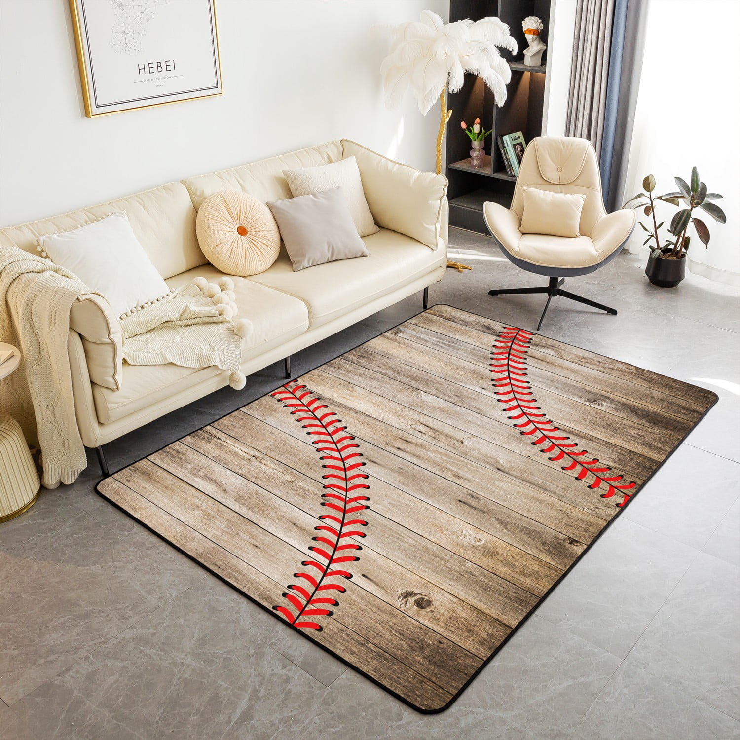 YST Baseball Area Rugs for Kids Boys,Sports Theme Indoor Floor Mat 3x5