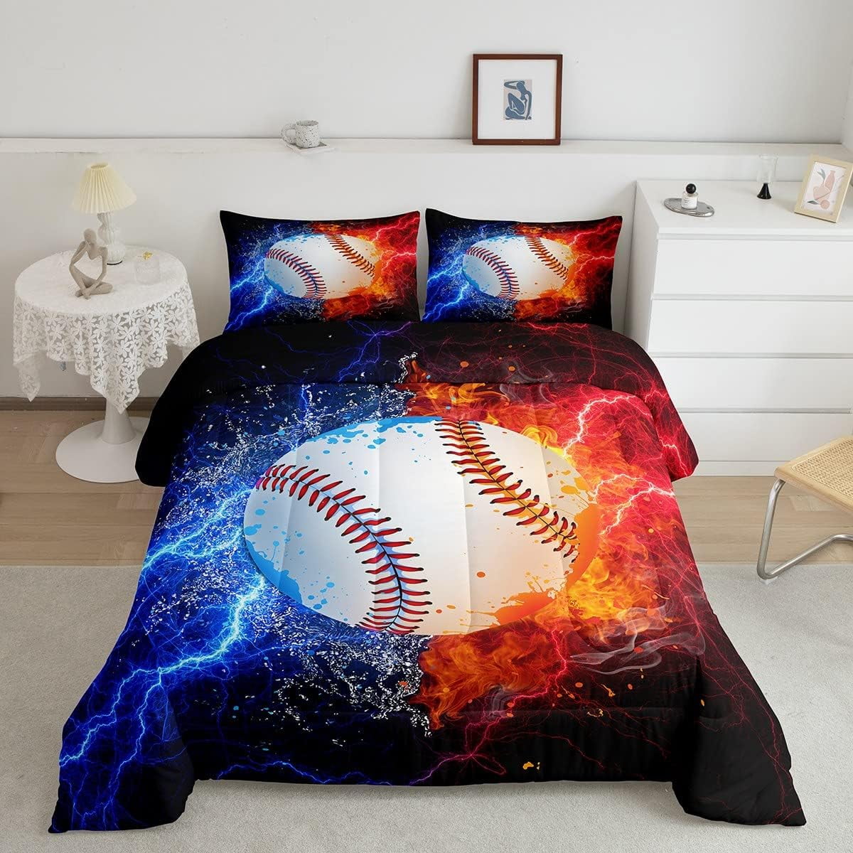 YST Baseball Comforter Set for Kids Boys,Sport Theme Bedding Set Full