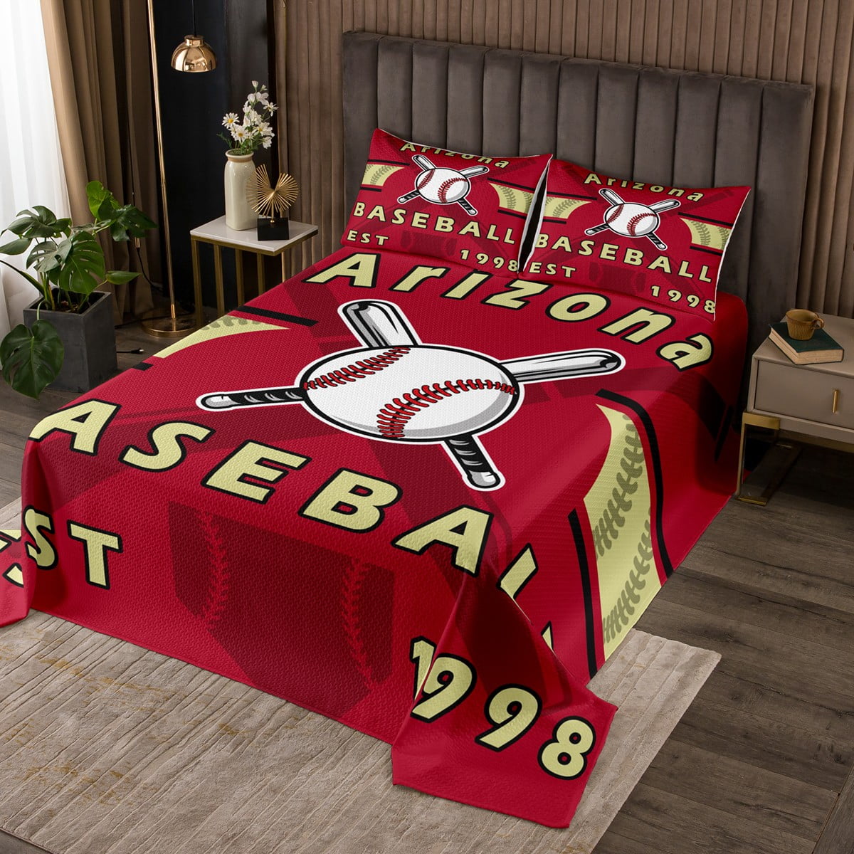 YST Baseball Quilt Set Twin Sports Coverlet Set,Boys Baseball Lovers