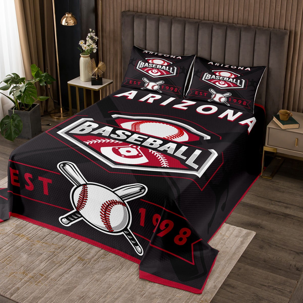 YST Baseball Twin Quilt Set,Baseball Coverlet Set for Kids Boys Girls