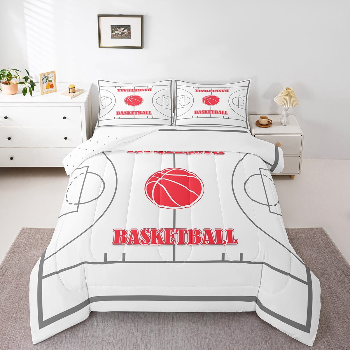 Badminton Colorful Pattern Print Bed Set Quilt