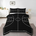 thumbnail image 1 of Basketball Quilt Sprots Games Comforter Set Black Black Ball Court Bedding Set Teens Bedroom Decor, 1 of 6