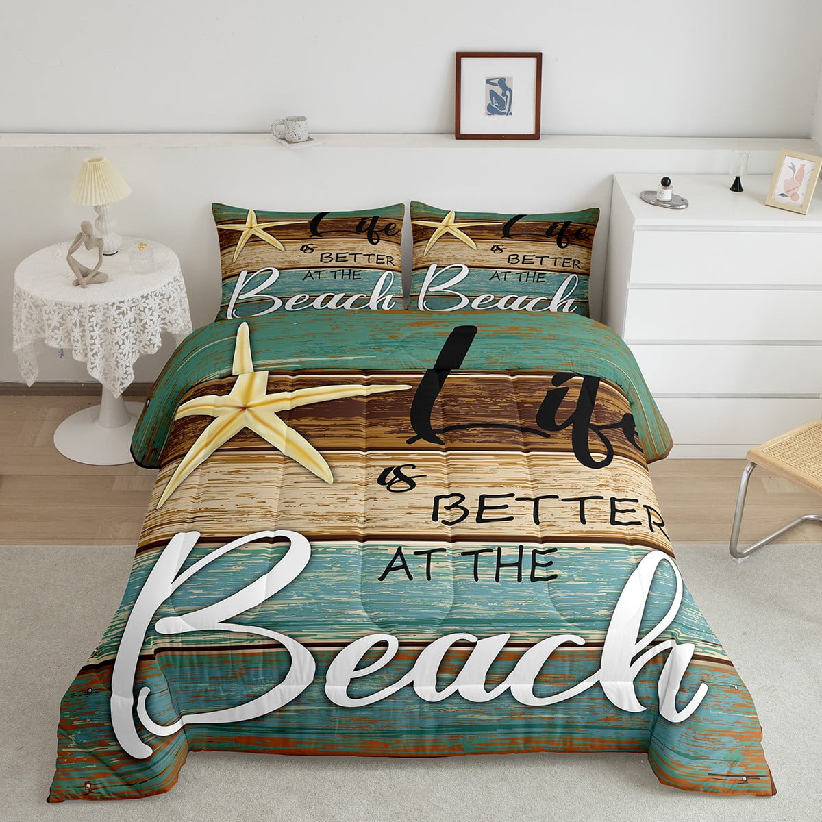 Yst Beach Theme Comforter Set Twin Hawaii Ocean Bedding Set Coastal