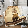 thumbnail image 1 of Bear Fleece Blanket Bohemia Dream Catcher Throw 50x60 inch Sherpa Blanket Retro India Tribal Ethnic Feathers Plush Blanket Geometric Aztec Throw Blanket for Western Vintage Decor All Season, 1 of 5