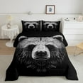 thumbnail image 1 of Erosebridal Bear Gifts Comforter Set 3D Wild Animal Teen Bedding Full, Cartoon Fierce Animal Print Bedding Comforter Sets Black Bear Quilt Bedroom Decor, 1 of 6