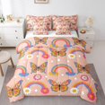 thumbnail image 1 of Erosebridal Bed in A Bag Groovy Flower Comforter Set Queen,Butterfly Daisy Doodle Bedding Set for Women,Cartoon Hippie Reversible Bed Sets with Sheet Set Cushion Covers 7 Piece, 1 of 4