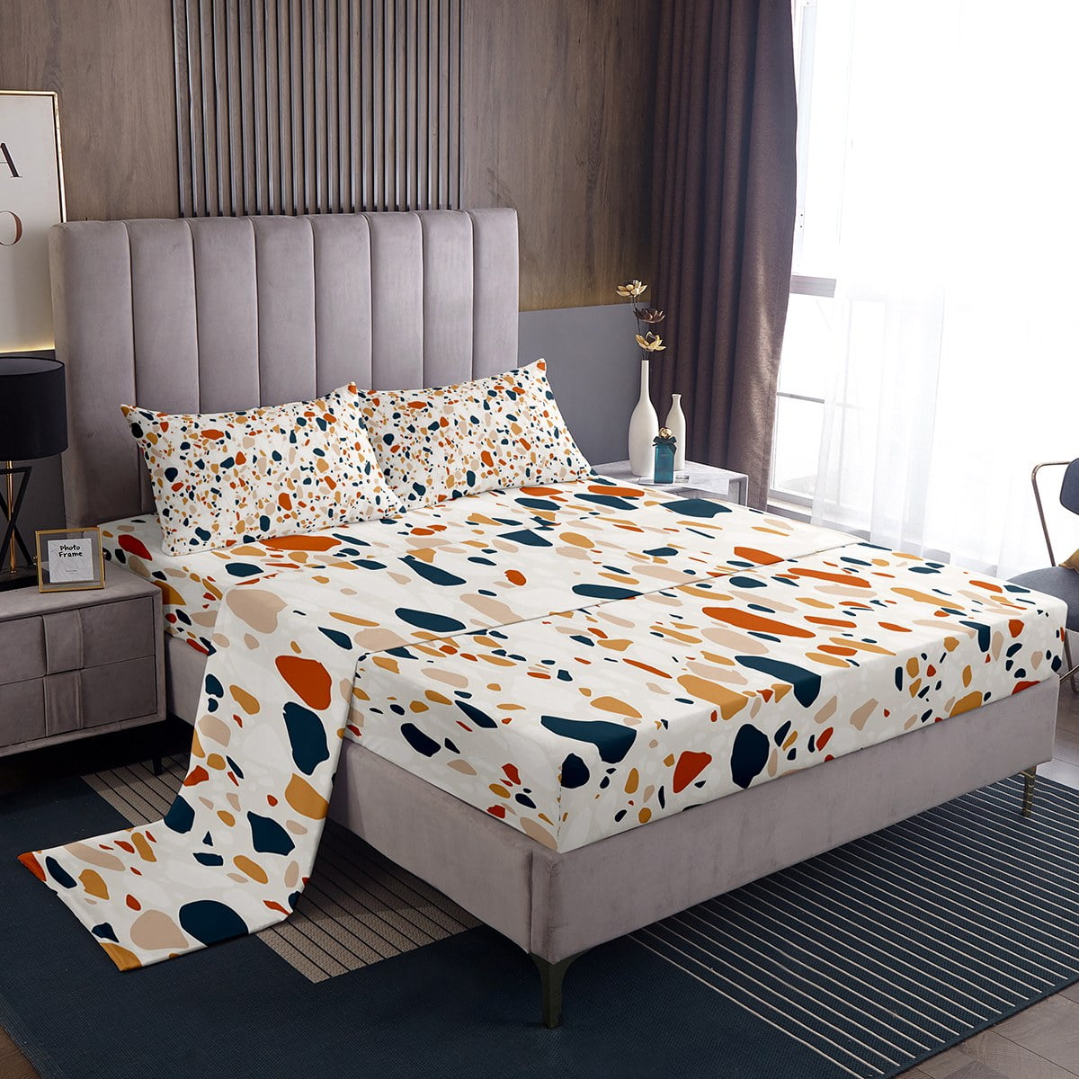 YST Beige Abstract Artwork Full Sheet Set Colorful Marbling Sheets