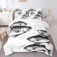 thumbnail image 1 of Big Pike Fish Comforter Twin Size Bass Big Fish Fitted Sheet Hunting And Fishing Flat Sheet 7 Pieces Teens, Retro Sketch Pillow Cases Black White Throw Pillow Covers, 1 of 5