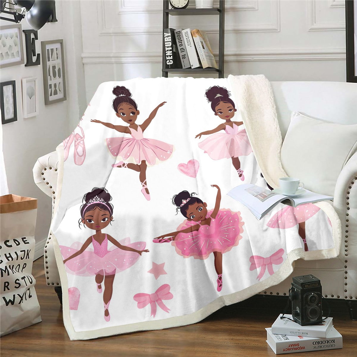 YST Black Ballet Girl Throw Blanket Queen 90