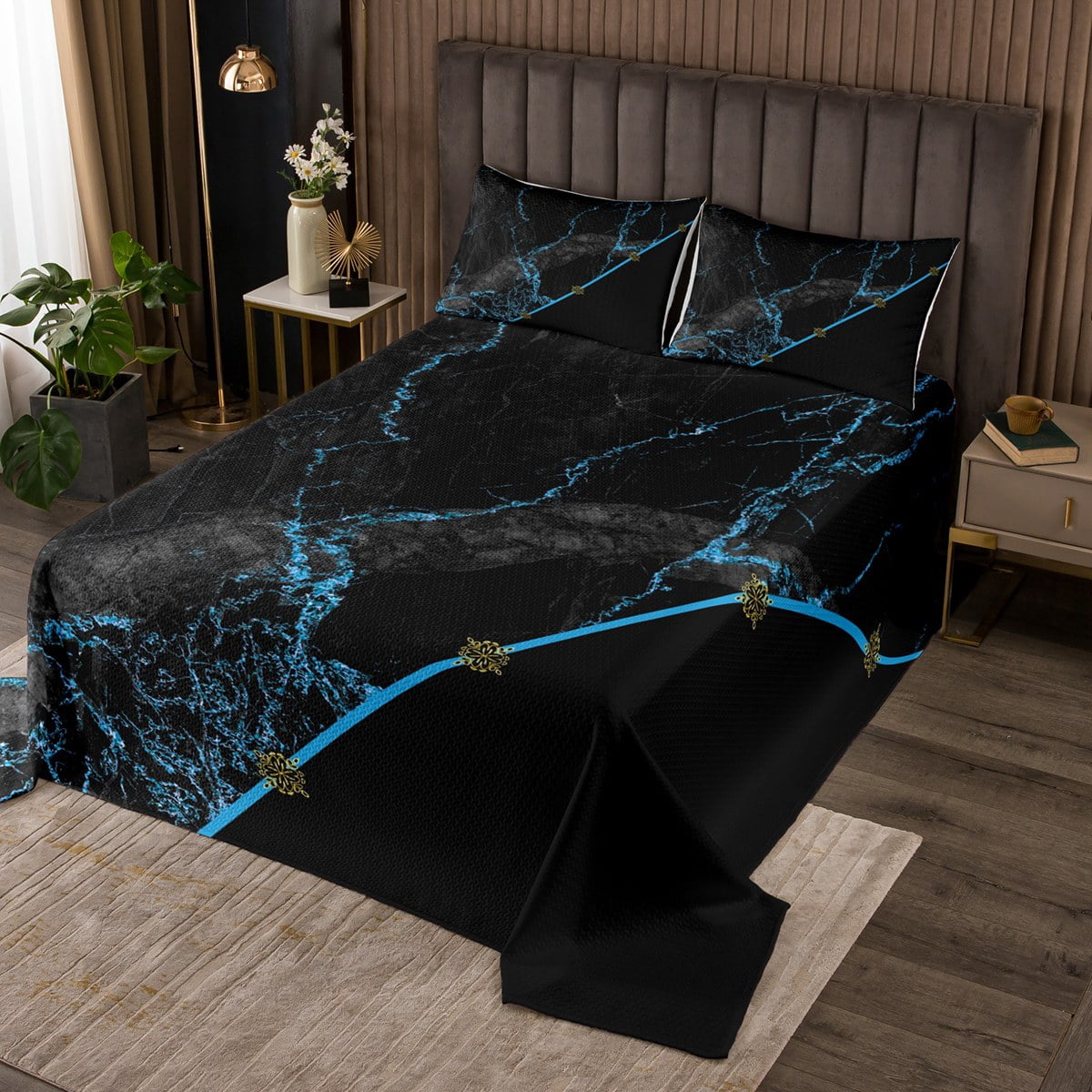 Erosebridal Bohemian Peace Sign Bedspread Set King - Watercolor 3D Graffiti Coverlet & 2 Pillowcases, Colorful Boho Decor