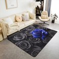 thumbnail image 1 of Erosebridal Black Blue Rose Area Rug 5x7 3D Roses Carpet Romantic Floral Decorative Rug For Men Women Wedding Valentines Day Decorations Blossom Flower Farmhouse Indoor Floor Mat, 1 of 6
