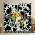 thumbnail image 1 of Erosebridal Black Cowhide Curtains & Drapes 2 Panels 52"Wx63"L,Bull Skull Curtains Bohemian Sunflower Watercolor Feather Blackout Curtains,Flowers Butterfly Gothic Bone Skeleton Western Decor, 1 of 6