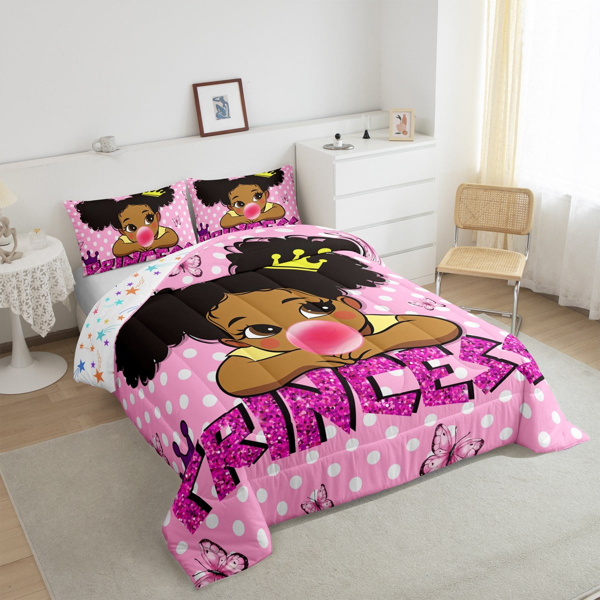 YST Black Girls Magical Bedding Set, African Style American Girl Comforter Set Afro Pretty Girls ...
