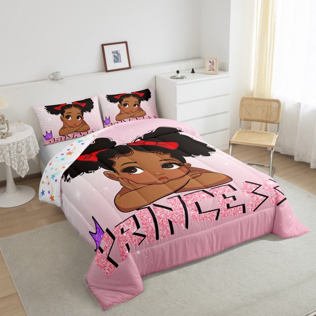 YST Black Girls Magical Bedding Set Full, African Style American Girl