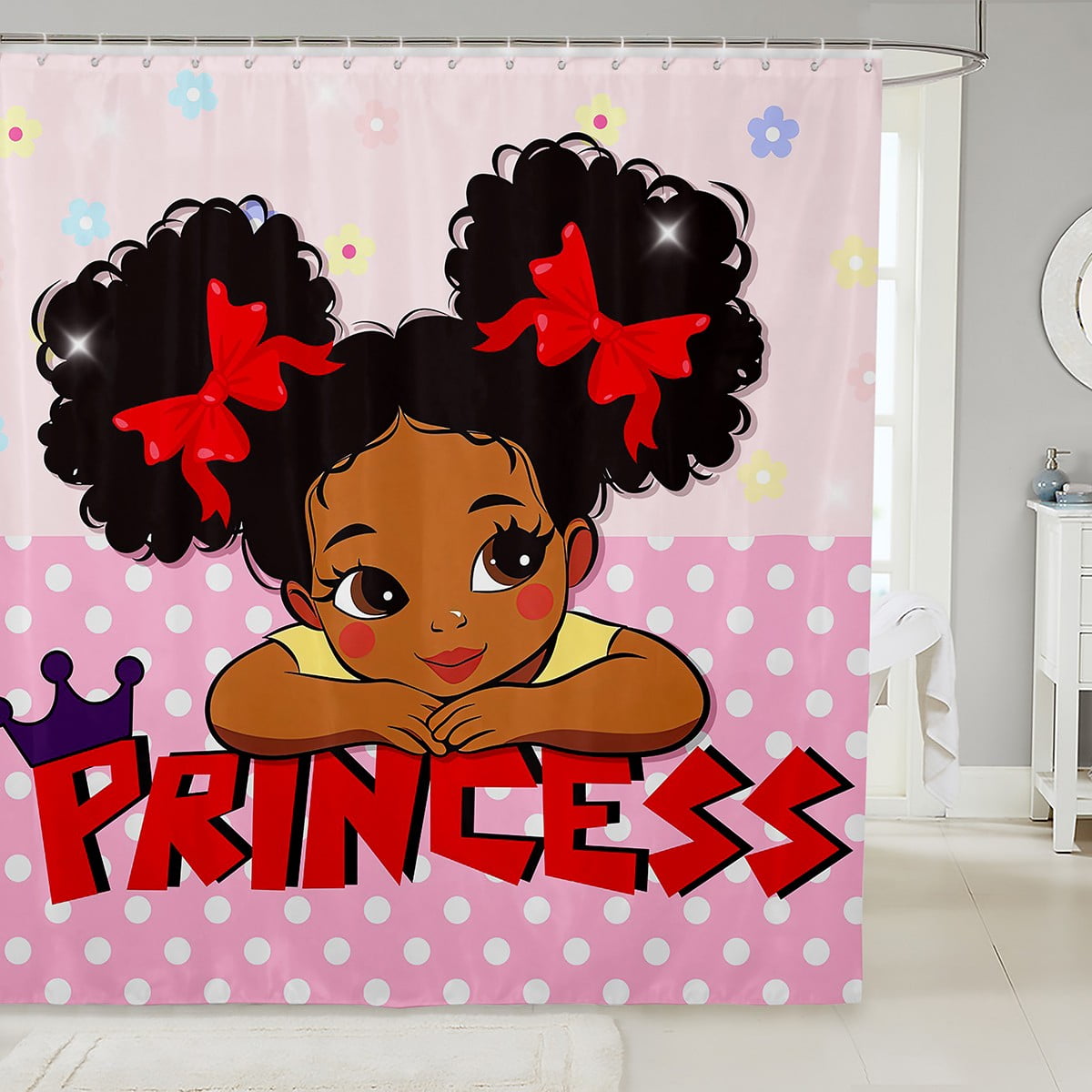 YST Black Girls Magical Shower Curtain 72" W X 78" L, African Style