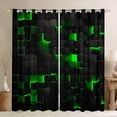 thumbnail image 1 of Black Green Curtains & Drapes 42"Wx63"L Geometric Check Grid 30%-50% Blackout Curtains For Bedroom Living Room,Stereoscopic Abstract Square Window Curtains Neon Plaid Curtains 2 Panels, 1 of 6