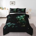 YST Black and Green Queen Bedding Sets Watercolor Butterfly Comforter