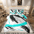 thumbnail image 1 of Black Grey Teal Bedding Queen Size 7pcs Brush Strokes Oil Painting Comforter Set, Gradient Abstract Vintage Bedding Comforter Sets Ombre Graffiti Bed in a Bag, Modern Bedding Accessories, 1 of 4