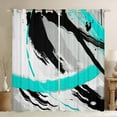 thumbnail image 1 of Black Grey Teal Curtains & Drapes Brush Strokes Oil Painting 30%-50% Blackout Curtains, Gradient Abstract Vintage Curtains Ombre Graffiti Black Out Curtains, Contemporary Modern Window Drapes, 1 of 5