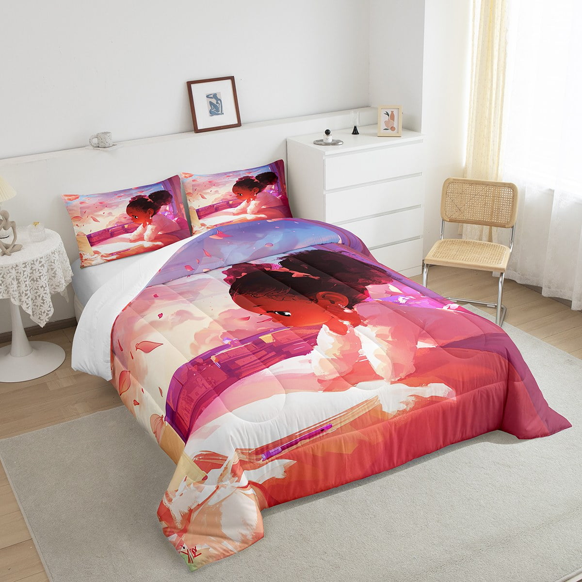 YST Black Little Girl Comforter Set Twin Size Black Girls Magical