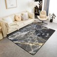 YST Black Marble Area Rug 5x7 for Bedside,White and Gold Marble Texture