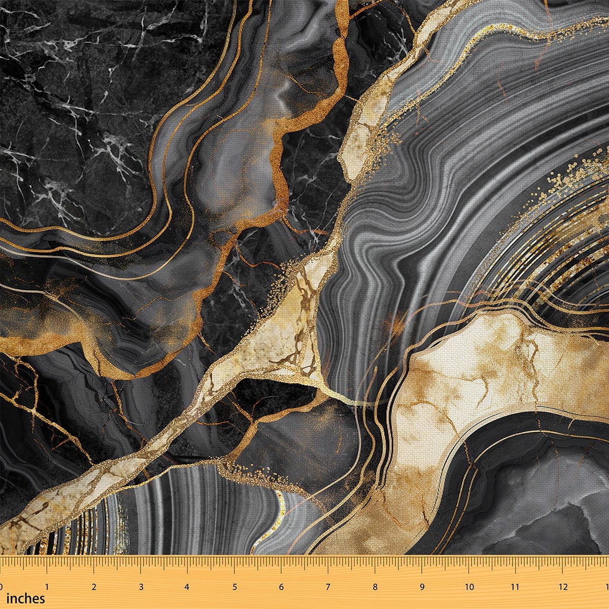 Erosebridal Black Marble Fabric By The Yard, Gold Crack Upholstery Fabric, Abstract Metallic Texture Decorative Fabric, Luxury Shinny Boho Hippie Fluid Craft Patchwork Indoor Outdoor Fabric, 3 Yards