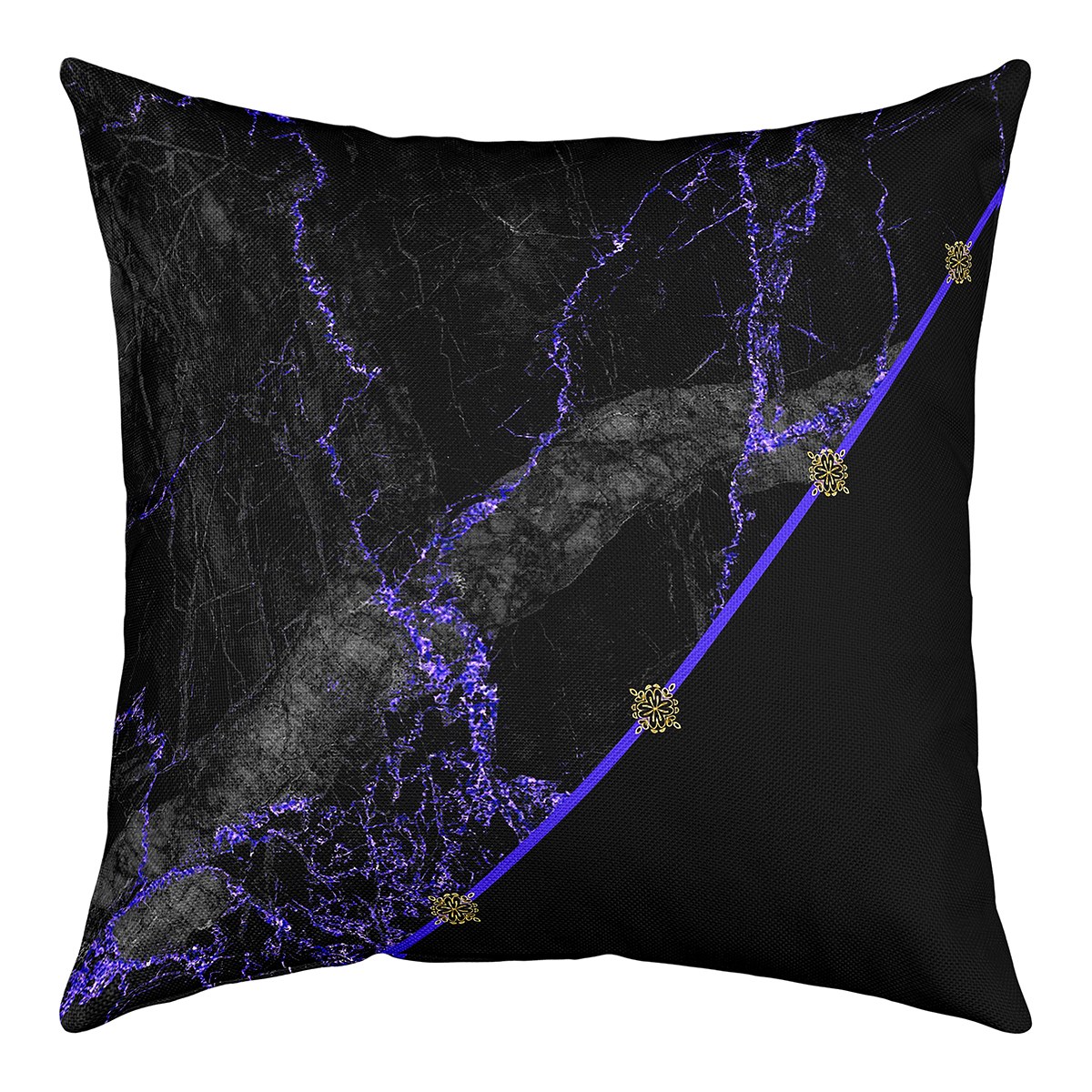 YST Black Marble Pillow Cover 16x16 inch,Blue and Purple Marble Texture