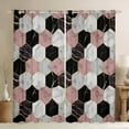 thumbnail image 1 of Black Pink Grey Curtains Marbling Marble 30%-50% Blackout Curtains, Geometry Honeycomb Curtains & Drapes Aesthetic Hexagon Bedroom Curtains, Geometric Mountain Fluid Window Treatments, 1 of 6