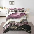 YST Black and Pink Marbling Comforter Set Full for Girls Watercolor