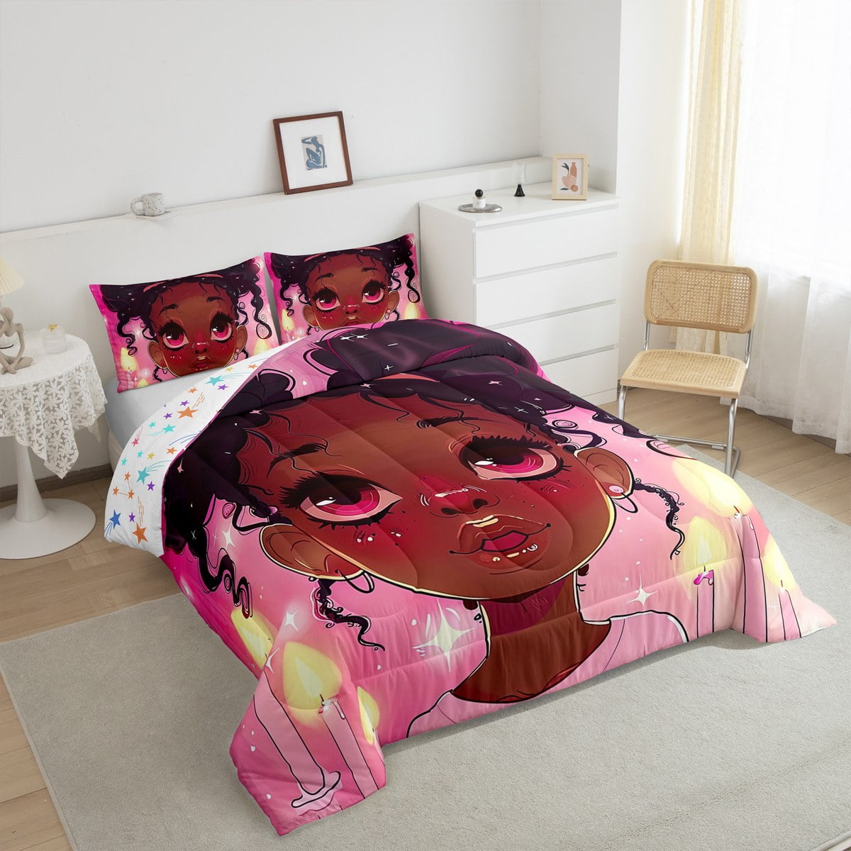 Black Princess Full Comforter Set Black Pink Bedding Sets Cute American ...
