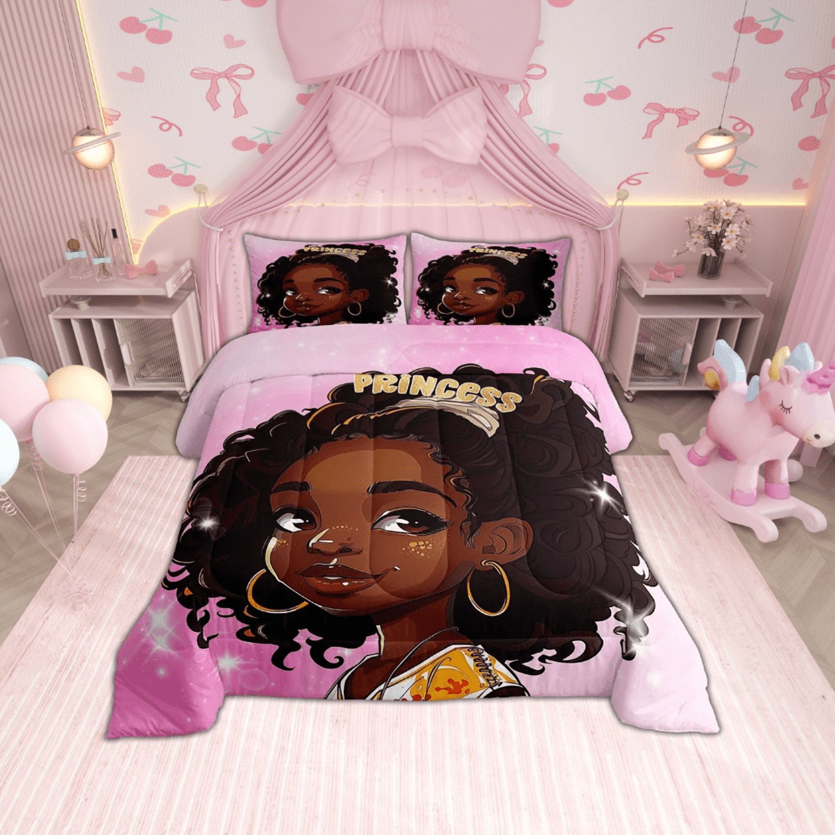 Black Princess Bedding Set American African Full Size Comforter