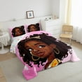 thumbnail image 1 of Black Princess Bedding Set American African Twin Size Comforter Set Glitter Pink Black Bed Comforter Sets Teen Reversible Colorful Stars Quilt Set, 1 of 6